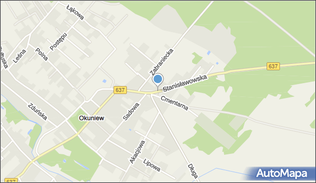 Okuniew, Stanisławowska, mapa Okuniew