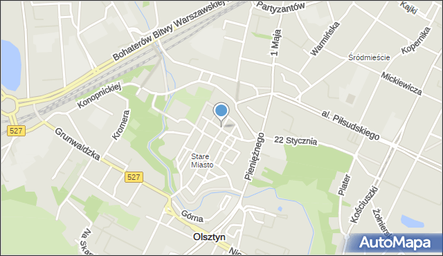 Olsztyn, Staromiejska, mapa Olsztyna