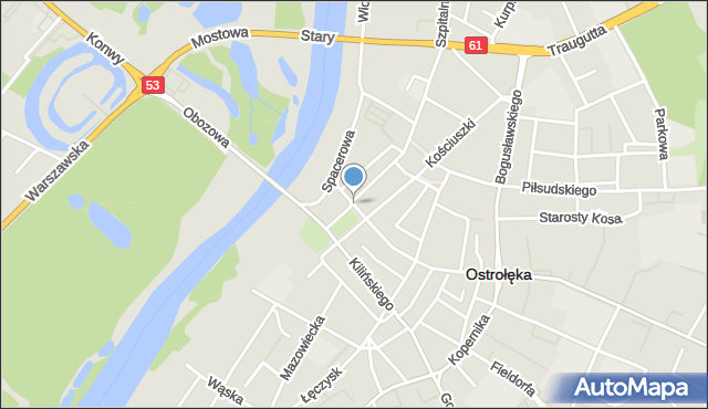 Ostrołęka, Staromostowa, mapa Ostrołęka