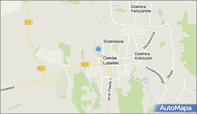 Ostrów Lubelski, Strażacka, mapa Ostrów Lubelski