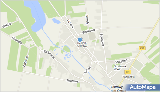 Ostrowy nad Okszą, Stawowa, mapa Ostrowy nad Okszą