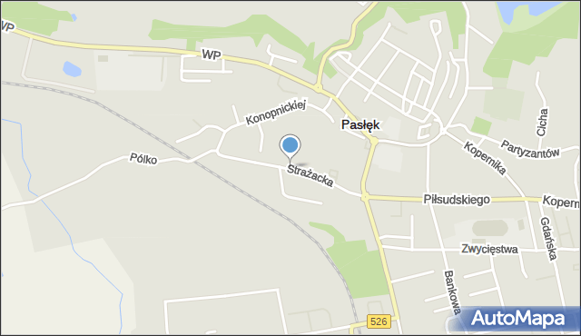 Pasłęk, Strażacka, mapa Pasłęk