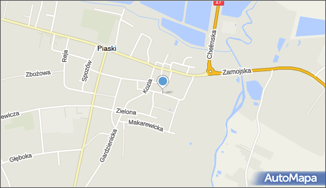 Piaski powiat świdnicki, Strażacka, mapa Piaski powiat świdnicki