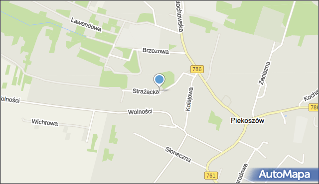 Piekoszów, Strażacka, mapa Piekoszów