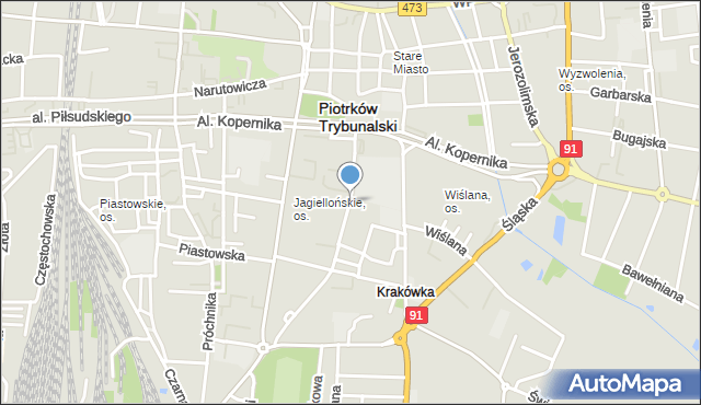 Piotrków Trybunalski, Stefana Batorego, mapa Piotrków Trybunalski