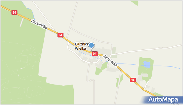 Płużnica Wielka, Strzelecka, mapa Płużnica Wielka