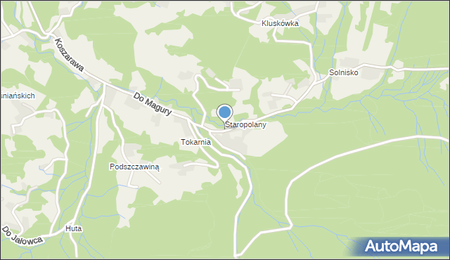 Przyborów gmina Jeleśnia, Stara Polana, mapa Przyborów gmina Jeleśnia