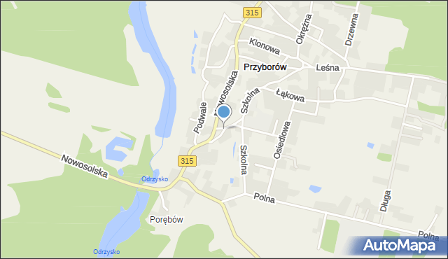 Przyborów gmina Nowa Sól, Strażacka, mapa Przyborów gmina Nowa Sól