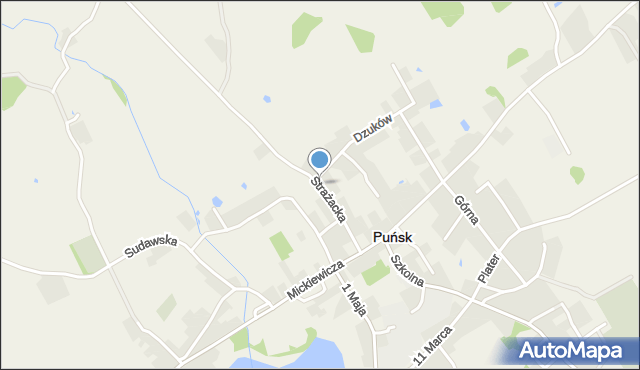 Puńsk, Strażacka, mapa Puńsk