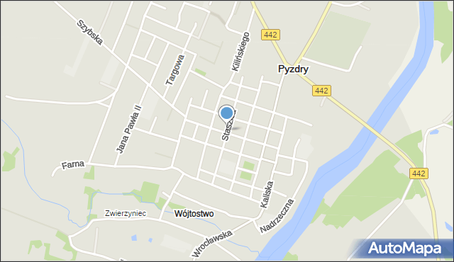 Pyzdry, Staszica Stanisława, mapa Pyzdry