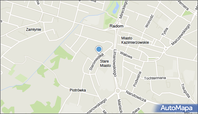 Radom, Staromiejska, mapa Radomia