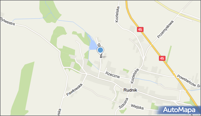 Rudnik powiat raciborski, Stawowa, mapa Rudnik powiat raciborski
