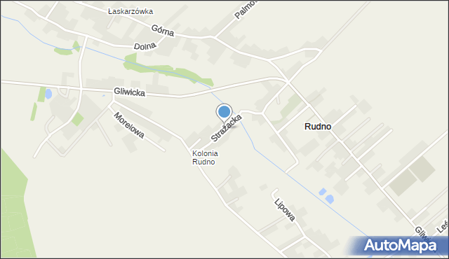 Rudno gmina Rudziniec, Strażacka, mapa Rudno gmina Rudziniec
