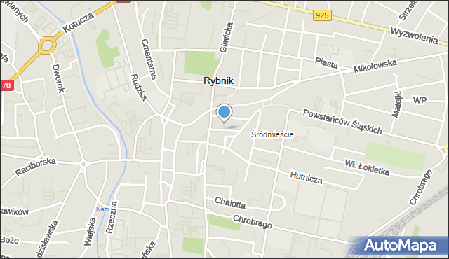 Rybnik, Staszica Stanisława, mapa Rybnika