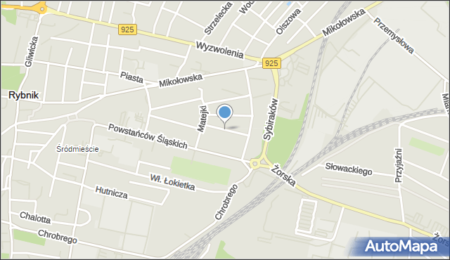 Rybnik, Stwosza Wita, mapa Rybnika