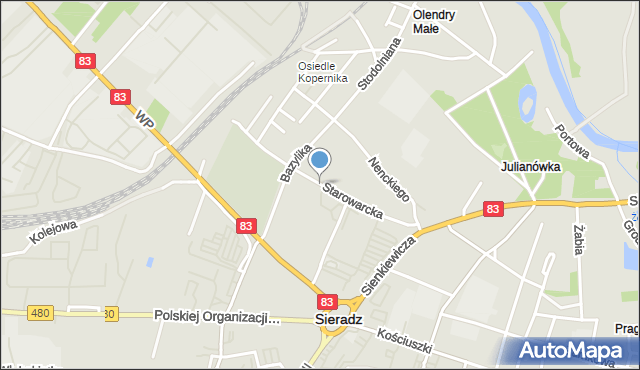 Sieradz, Starowarcka, mapa Sieradz