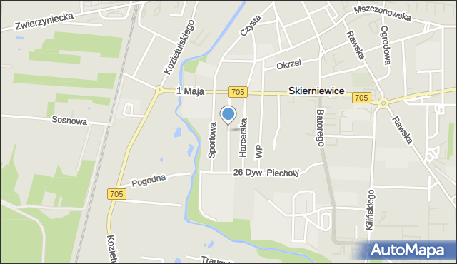 Skierniewice, Strzelecka, mapa Skierniewic