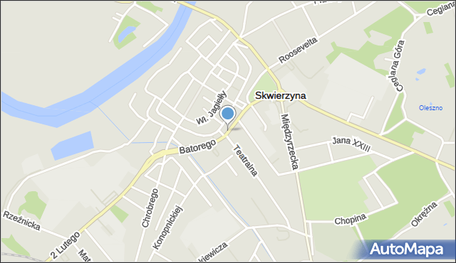 Skwierzyna, Stefana Batorego, mapa Skwierzyna