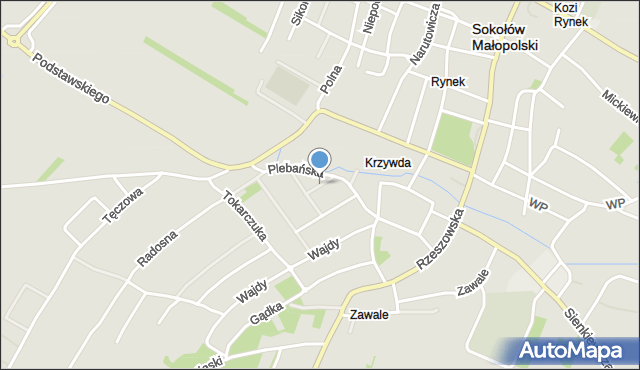 Sokołów Małopolski, Stankiewicza Franciszka, ks., mapa Sokołów Małopolski