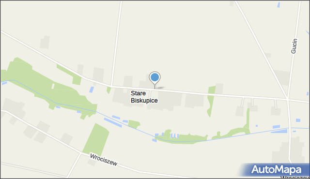 Stare Biskupice gmina Warka, Stare Biskupice, mapa Stare Biskupice gmina Warka