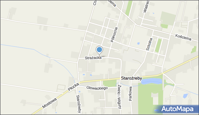 Staroźreby, Strażacka, mapa Staroźreby