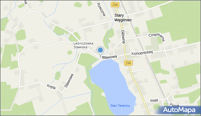 Stary Węgliniec, Stawowa, mapa Stary Węgliniec