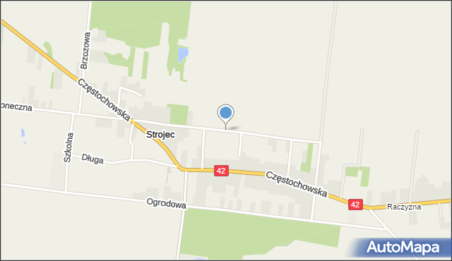 Strojec gmina Praszka, Stawowa, mapa Strojec gmina Praszka