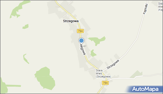 Strzegowa gmina Wolbrom, Strzegowa, mapa Strzegowa gmina Wolbrom