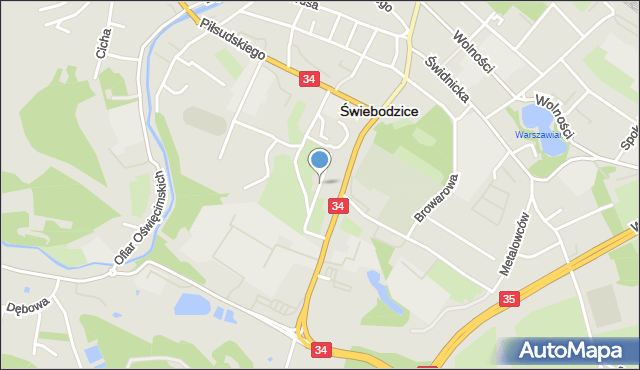 Świebodzice, Strzelecka, mapa Świebodzice