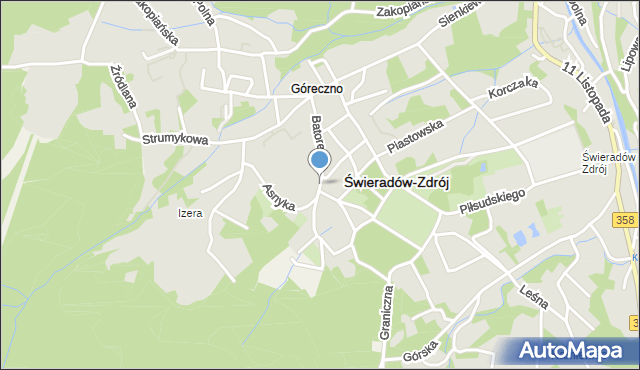 Świeradów-Zdrój, Stefana Batorego, mapa Świeradów-Zdrój