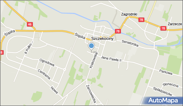 Szczekociny, Strażacka, mapa Szczekociny