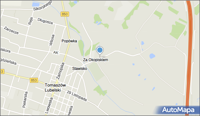 Tomaszów Lubelski, Starozamojska, mapa Tomaszów Lubelski