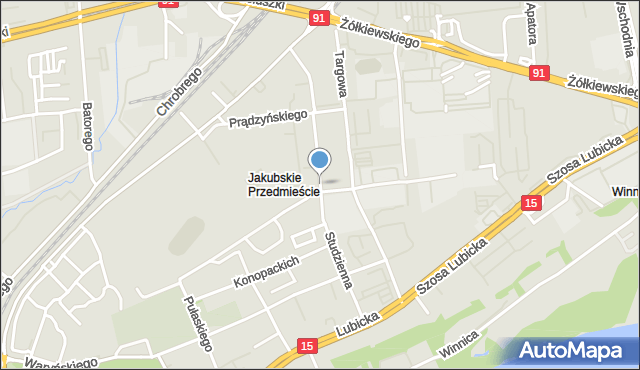 Toruń, Studzienna, mapa Torunia