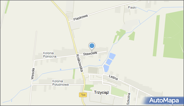 Trzyciąż, Stawowa, mapa Trzyciąż