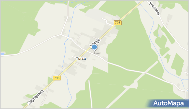 Turza gmina Łazy, Strażacka, mapa Turza gmina Łazy