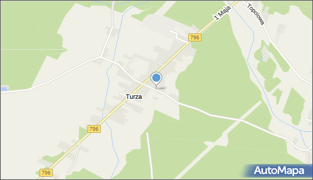 Turza gmina Łazy, Strażacka, mapa Turza gmina Łazy