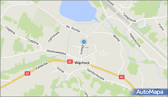 Wąchock, Strażacka, mapa Wąchock