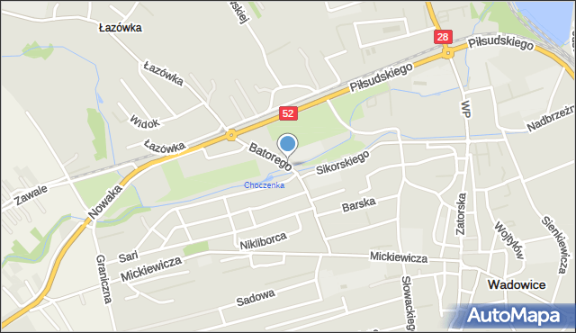 Wadowice, Stefana Batorego, mapa Wadowice