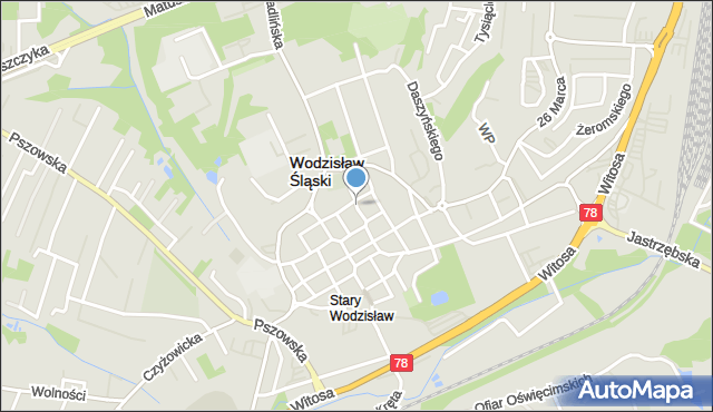 Wodzisław Śląski, Styczyńskiego Wincentego, mapa Wodzisławia Śląskiego