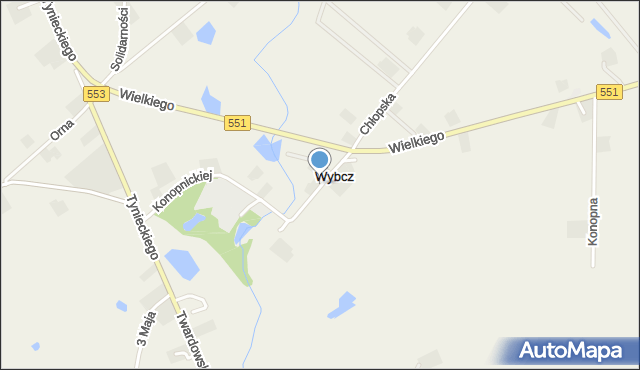 Wybcz, Strażacka, mapa Wybcz