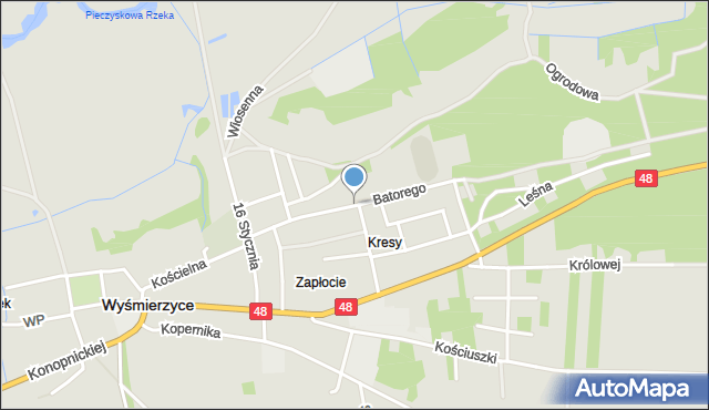 Wyśmierzyce, Stefana Batorego, mapa Wyśmierzyce