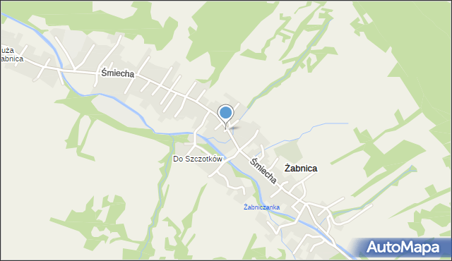 Żabnica gmina Węgierska Górka, Strażacka, mapa Żabnica gmina Węgierska Górka
