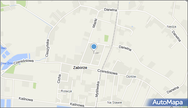 Zaborze gmina Chybie, Strażacka, mapa Zaborze gmina Chybie