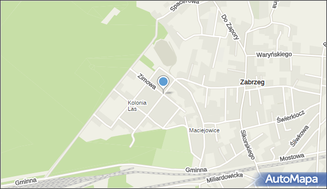 Zabrzeg, Stadionowa, mapa Zabrzeg