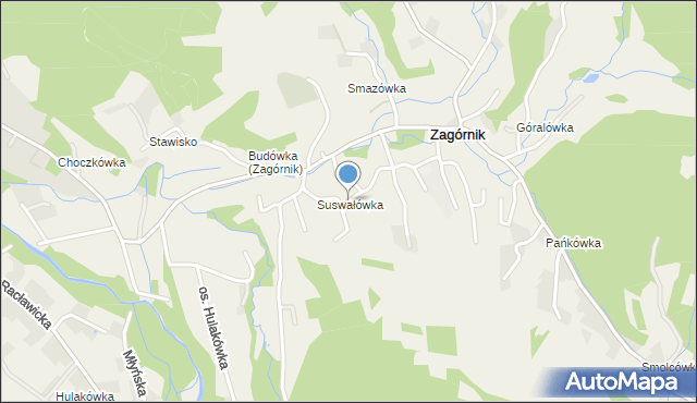 Zagórnik gmina Andrychów, Strażacka, mapa Zagórnik gmina Andrychów