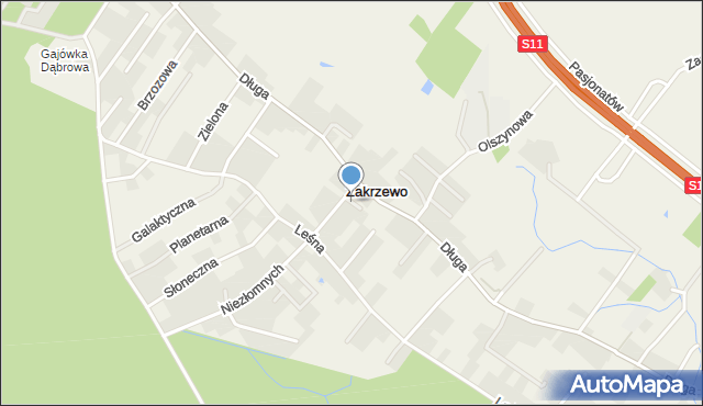 Zakrzewo gmina Dopiewo, Strażacka, mapa Zakrzewo gmina Dopiewo