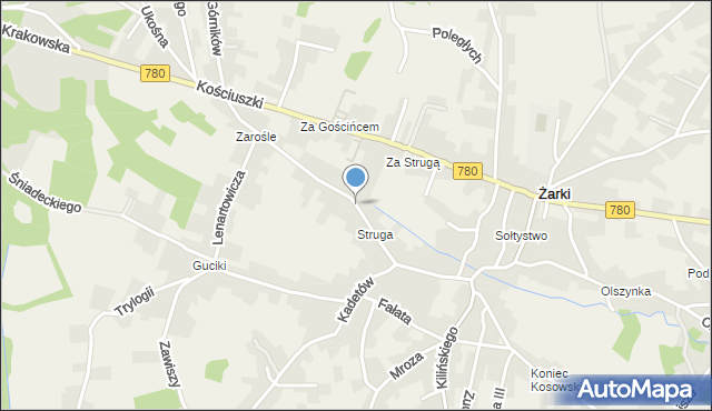Żarki gmina Libiąż, Struga Andrzeja, mapa Żarki gmina Libiąż