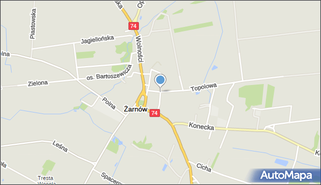 Żarnów powiat opoczyński, Strażacka, mapa Żarnów powiat opoczyński