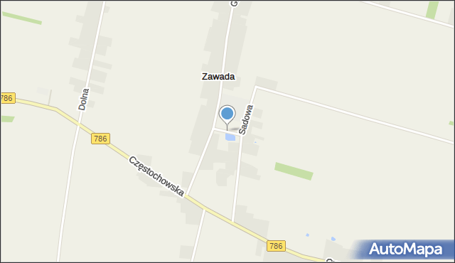 Zawada gmina Mstów, Stawowa, mapa Zawada gmina Mstów