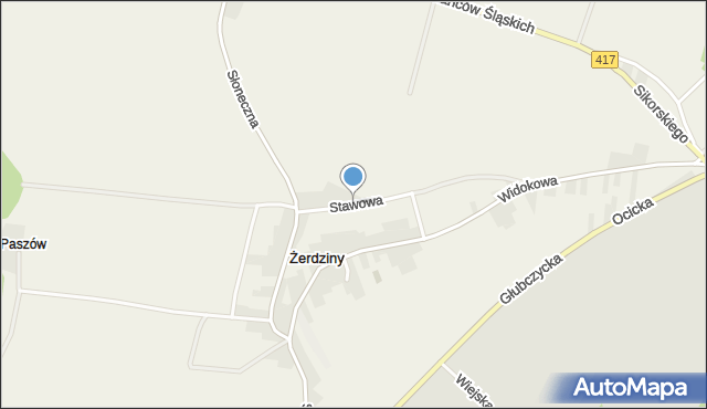 Żerdziny gmina Pietrowice Wielkie, Stawowa, mapa Żerdziny gmina Pietrowice Wielkie